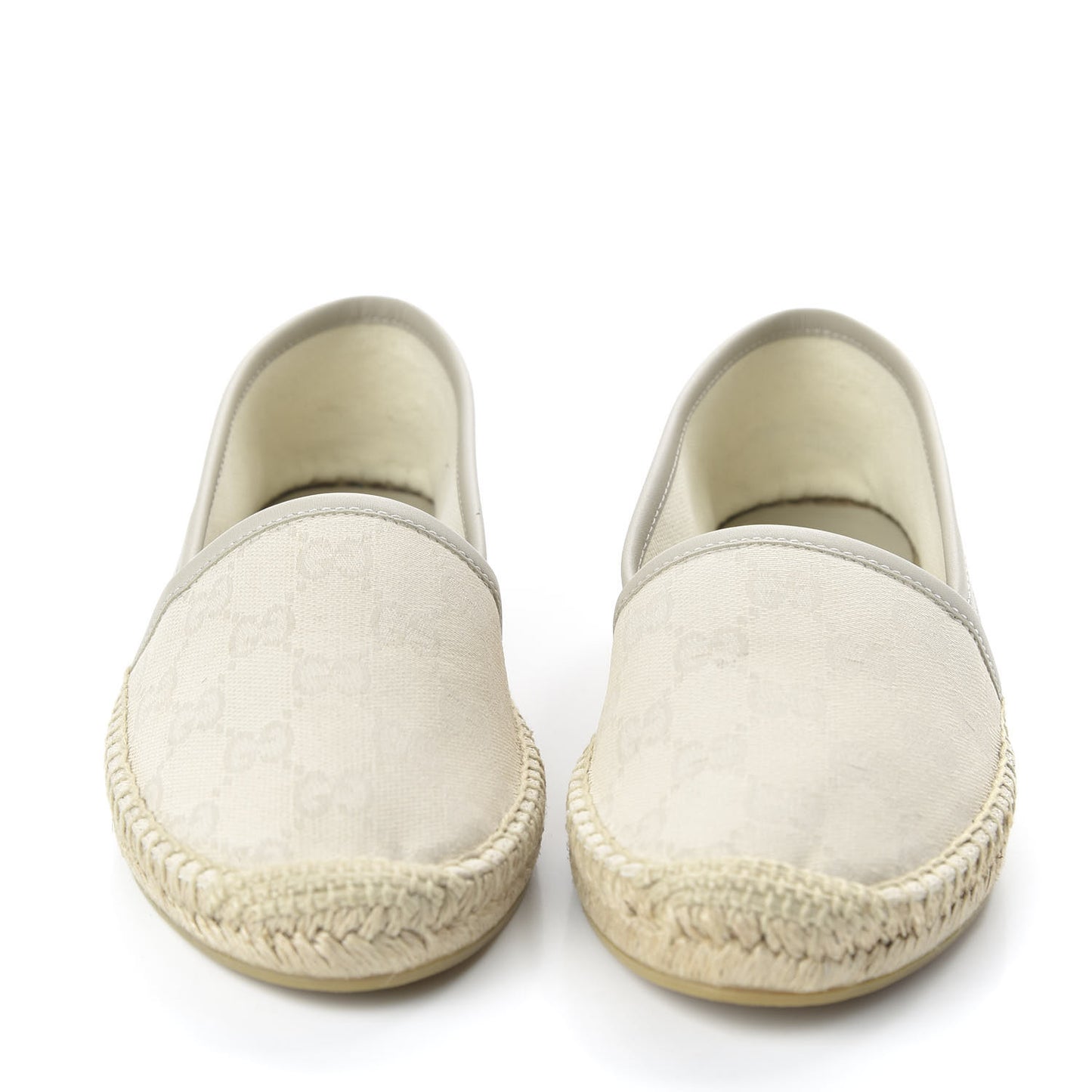 Washed Cotton Miro Soft Calfskin GG Monogram Espadrilles 35 White Mystic White