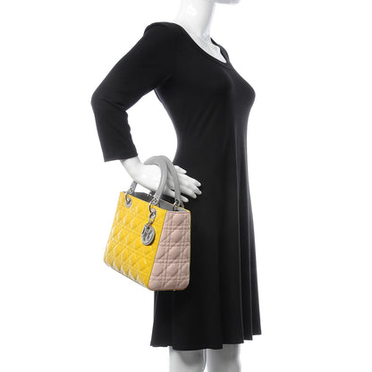 Christian Dior Lambskin Cannage Medium Tri-Color Lady Dior Bright Yellow 2 of 8