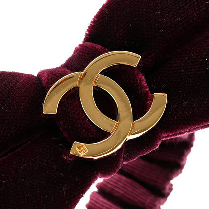 Chanel Velvet CC Hair Bow Tie Burgundy 4 of 4