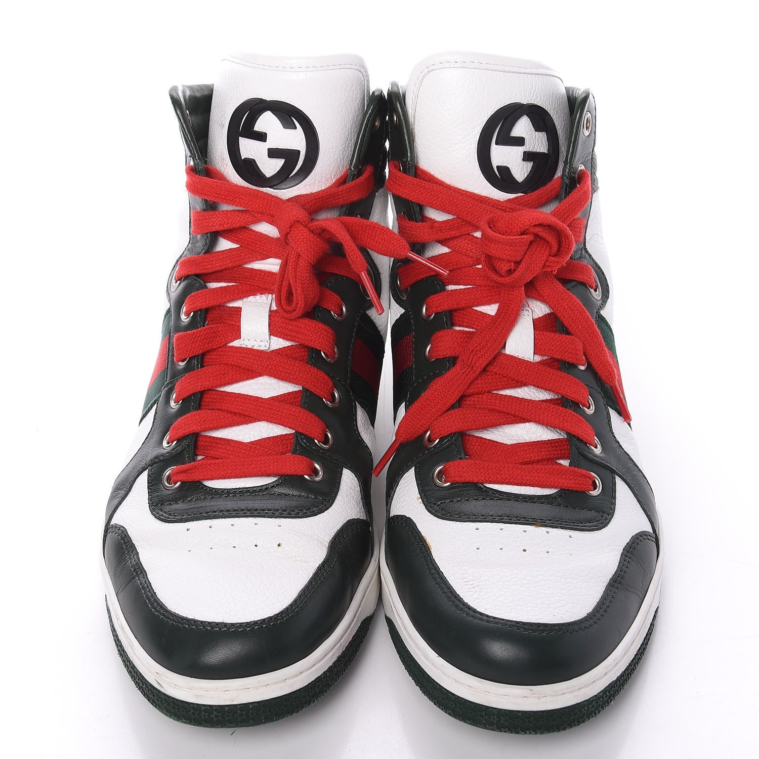Gucci Calfskin Web Coda High Top Sneakers 8.5 White 5 of 10