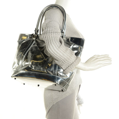 Burberry Patent Check Embossed Ember Tote Silver 2 of 8