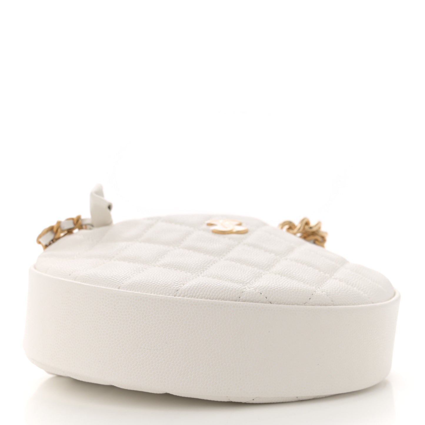 Shiny Caviar Quilted Bow Pouch Hobo White