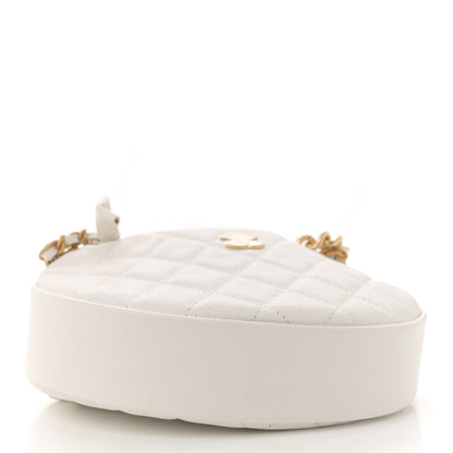 Chanel Shiny Caviar Quilted Bow Pouch Hobo White 4 of 11