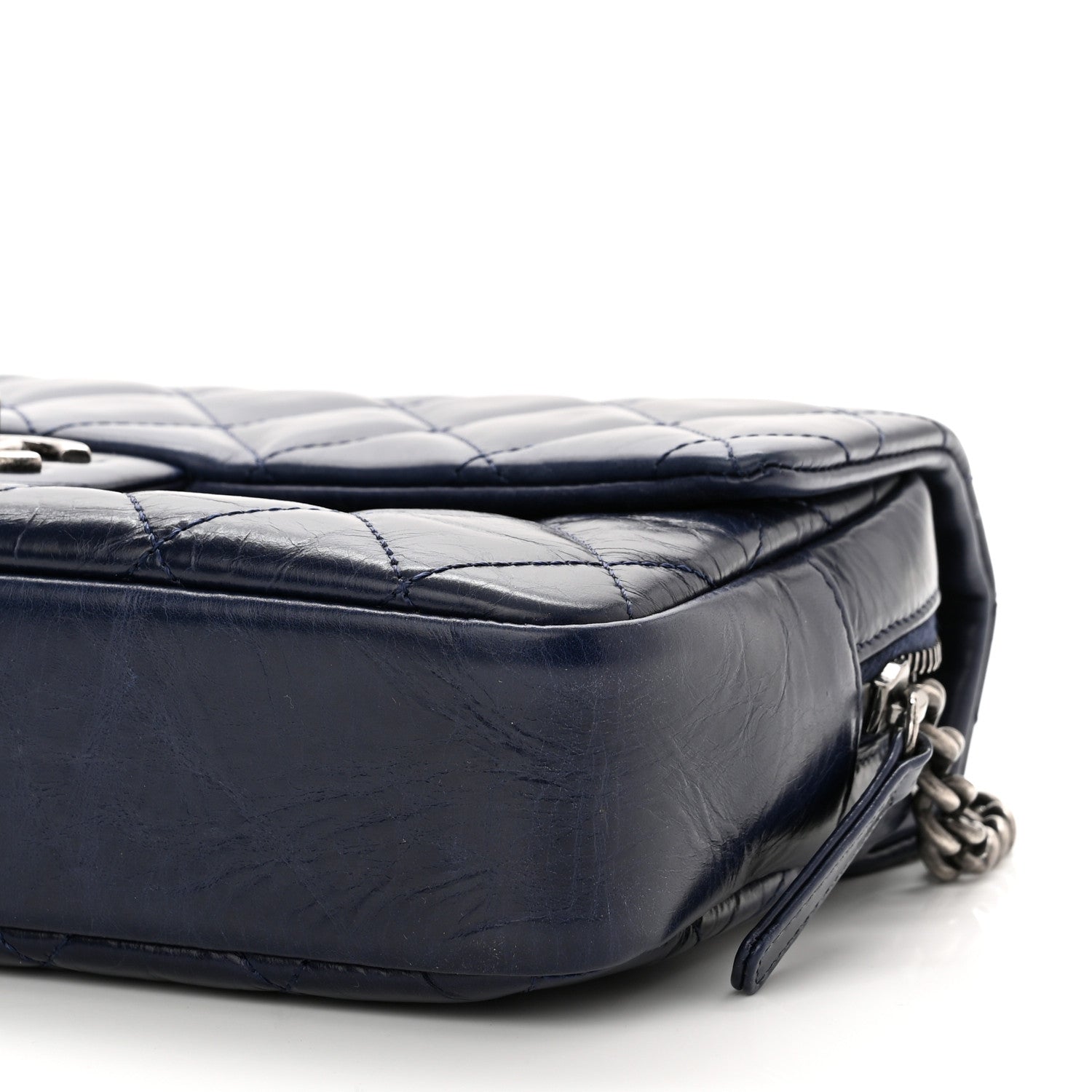 Chanel Glazed Calfskin Quilted Medium Duo Color Flap Blue 10 of 10