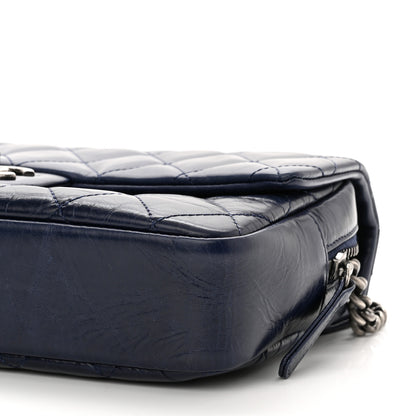 Chanel Glazed Calfskin Quilted Medium Duo Color Flap Blue 10 of 10