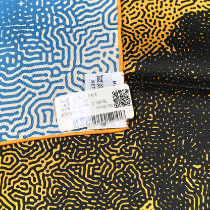 Hermes Silk Clair De Lune Double Face Scarf 90 Black Jaune D'Or Bleu 3 of 9