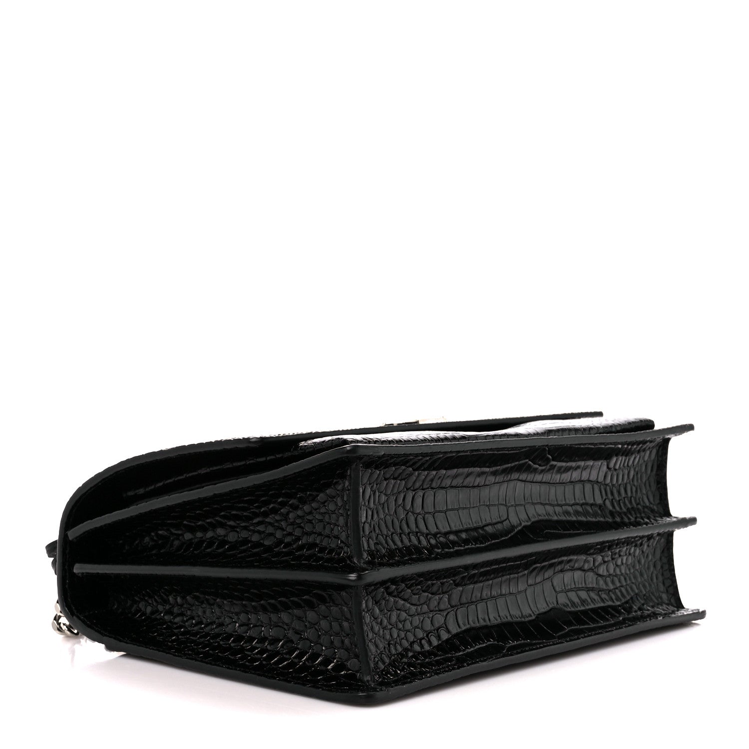 Saint Laurent Calfskin Crocodile Embossed Large Monogram Sunset Black 4 of 13