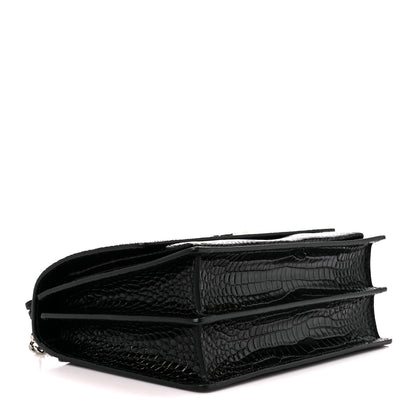 Saint Laurent Calfskin Crocodile Embossed Large Monogram Sunset Black 4 of 13