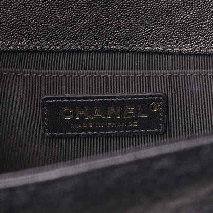 Chanel Caviar Chevron Quilted Medium Boy Flap Black 8 of 13