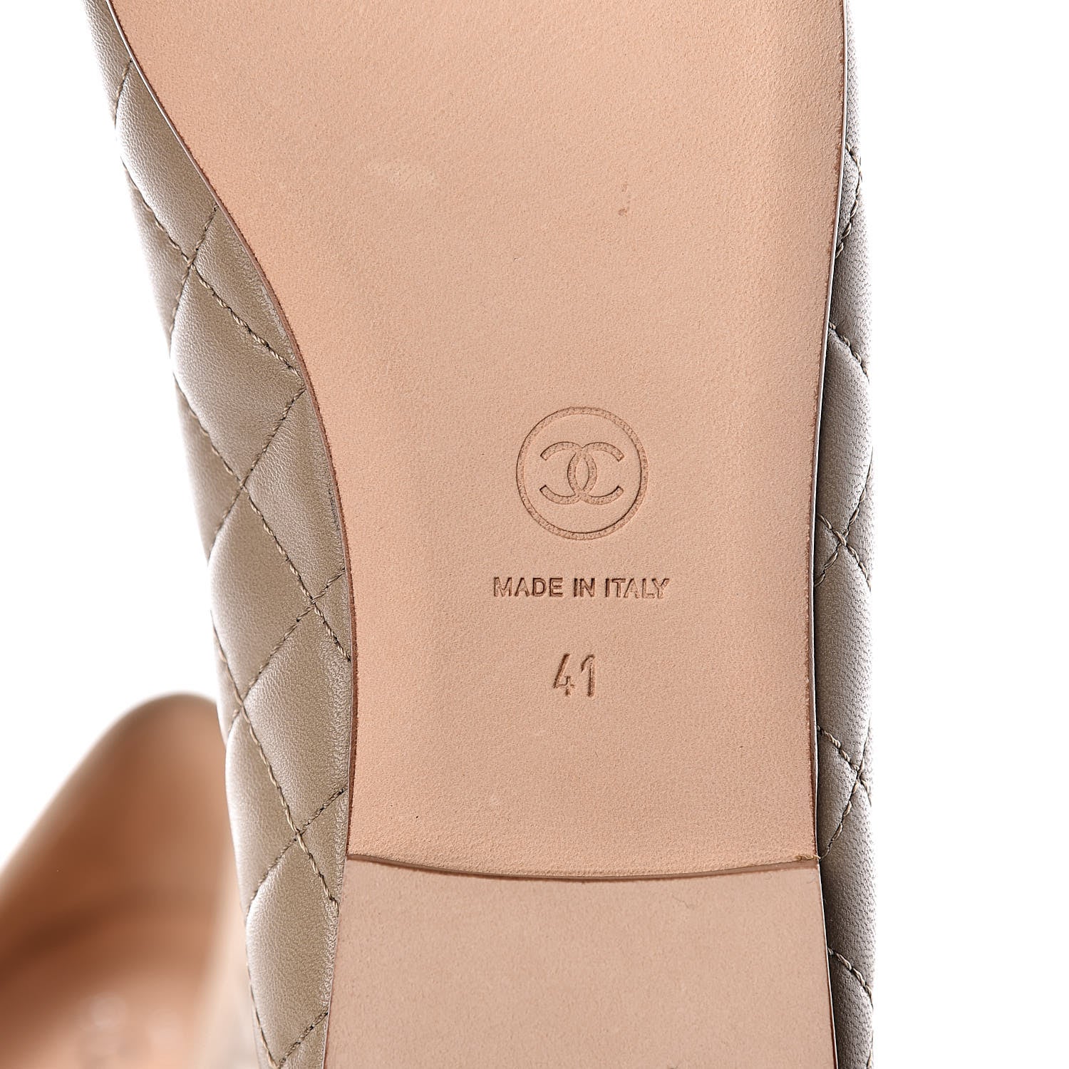 Chanel Lambskin Quilted Cap Toe Ballerina Flats 41 Beige 6 of 8