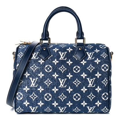 Louis Vuitton Monogram Jacquard Denim Speedy Bandouliere 25 Bleu 1 of 9