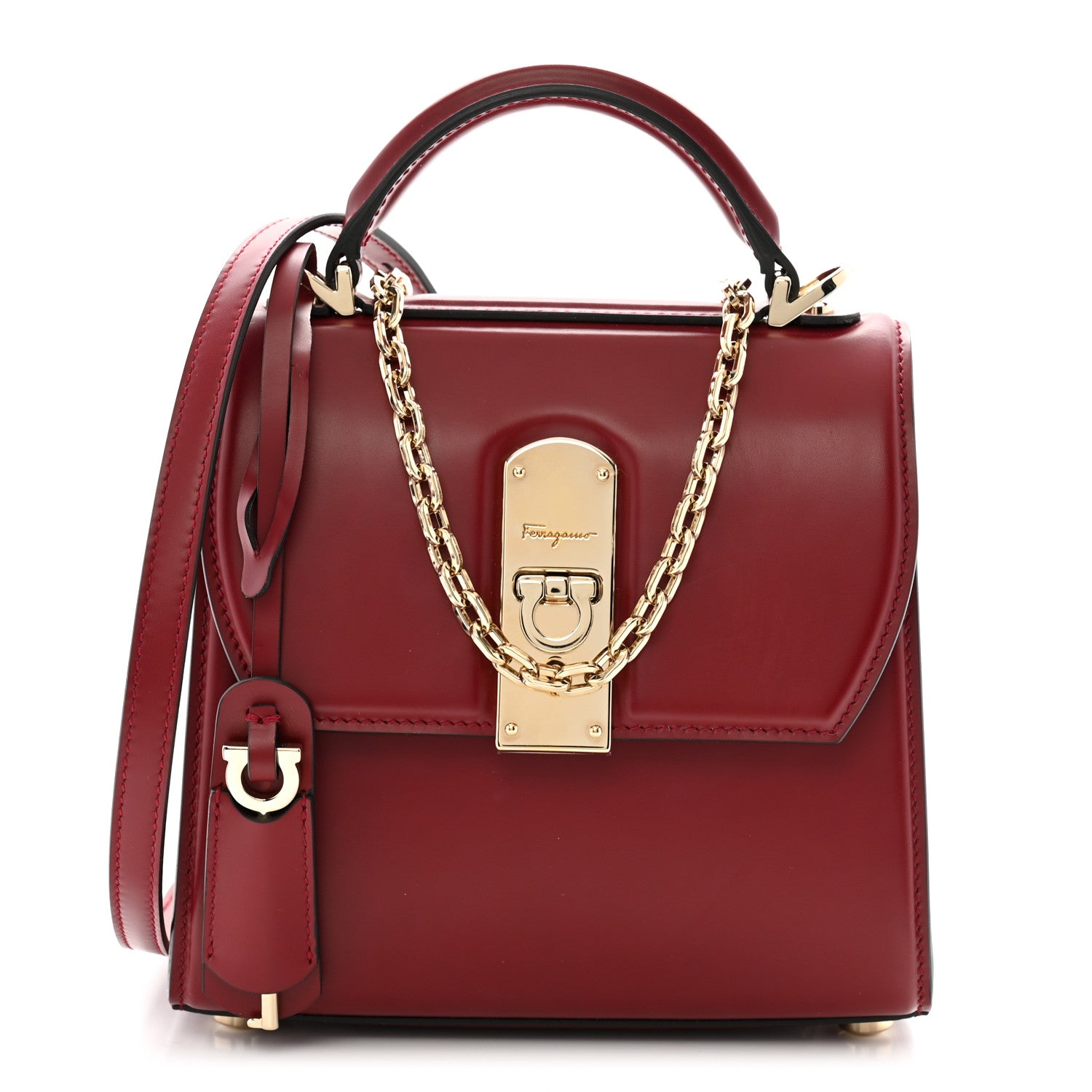 Salvatore Ferragamo Smooth Calfskin Small Boxyz Red 1 of 13
