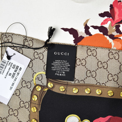 Gucci Silk Twill GG Monogram New Panshie Square Scarf Black Dark Purple 6 of 6