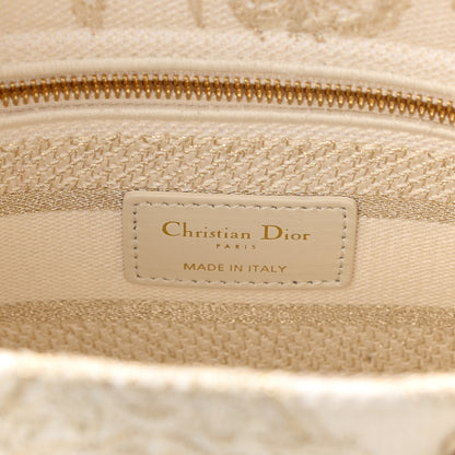 Christian Dior Canvas Around The World Stella Embroidered Medium Lady D-Lite White Gold 6 of 8