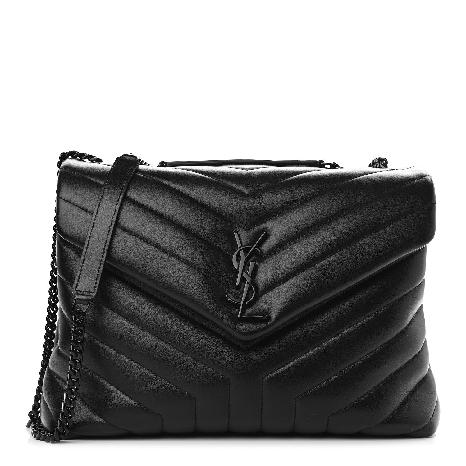 Saint Laurent Calfskin Y Quilted Monogram Medium Loulou Chain Satchel Black 1 of 11