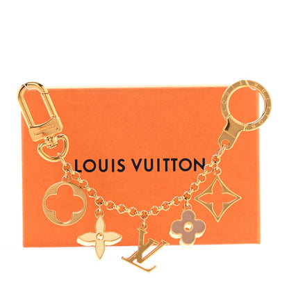 Louis Vuitton Brass Enamel Fleur De Monogram Bag Charm Chain Gold 5 of 5