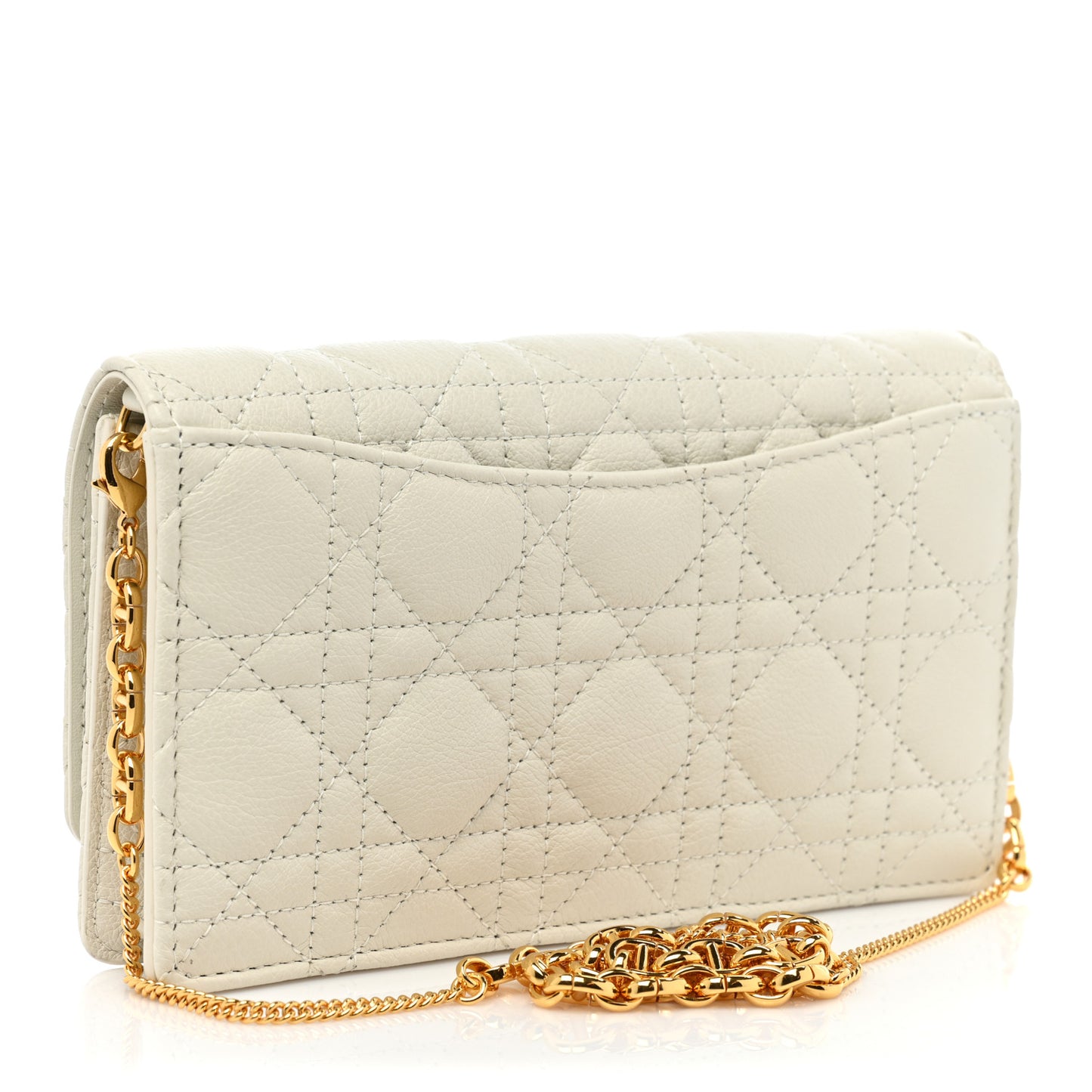 Supple Calfskin Caro Pouch with Chain Latte