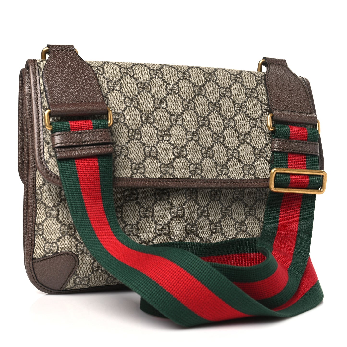 GG Supreme Monogram Web Neo Vintage Double Flap Messenger Bag Beige New Acero