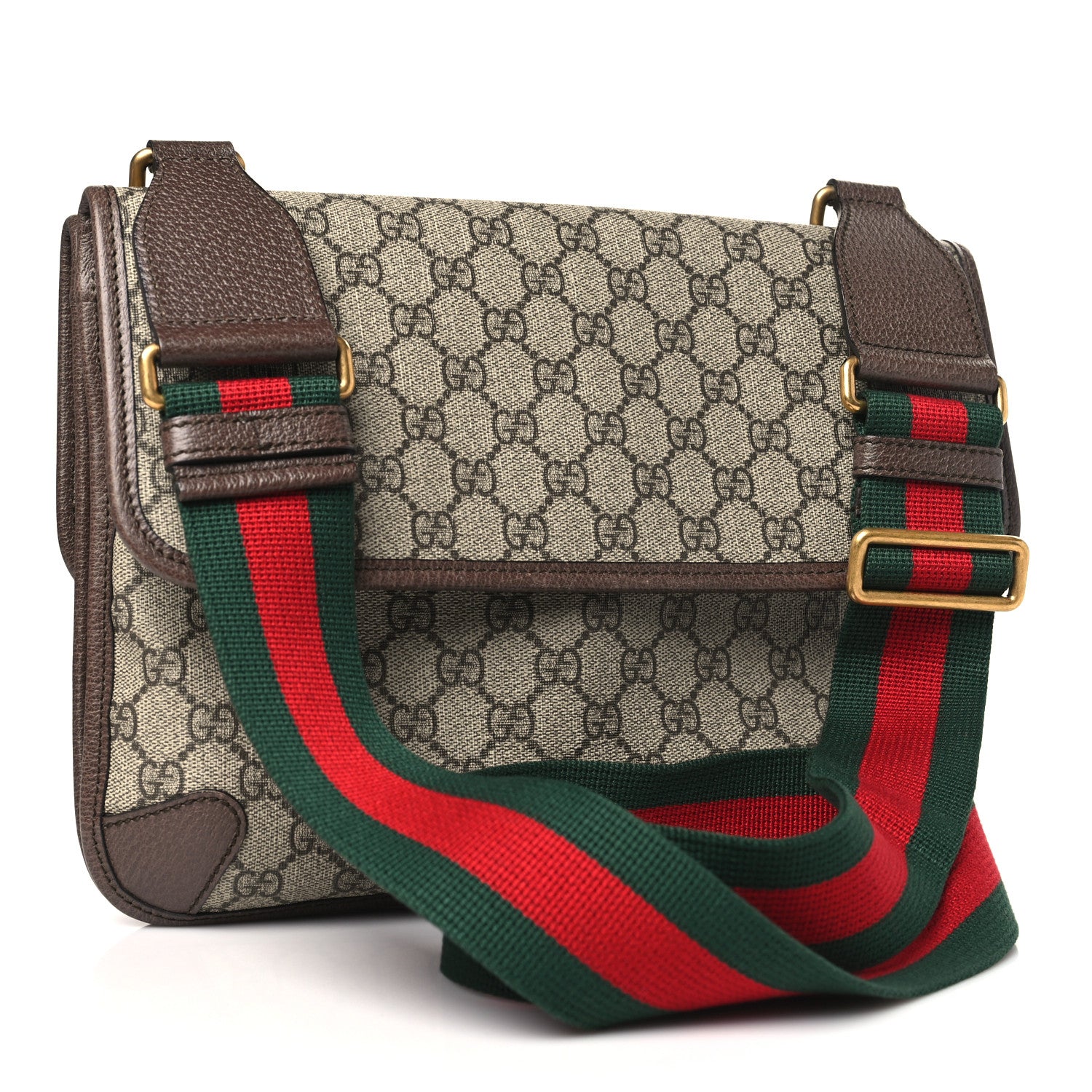 Gucci GG Supreme Monogram Web Neo Vintage Double Flap Messenger Bag Beige New Acero 3 of 10