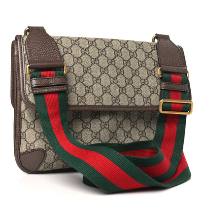 Gucci GG Supreme Monogram Web Neo Vintage Double Flap Messenger Bag Beige New Acero 3 of 10
