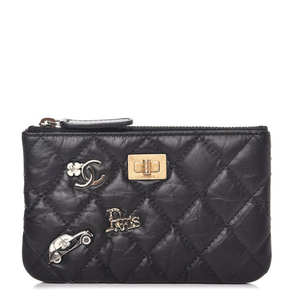 Chanel Aged Calfskin Charm Quilted Small Reissue Cosmetic Case Black 1 of 8