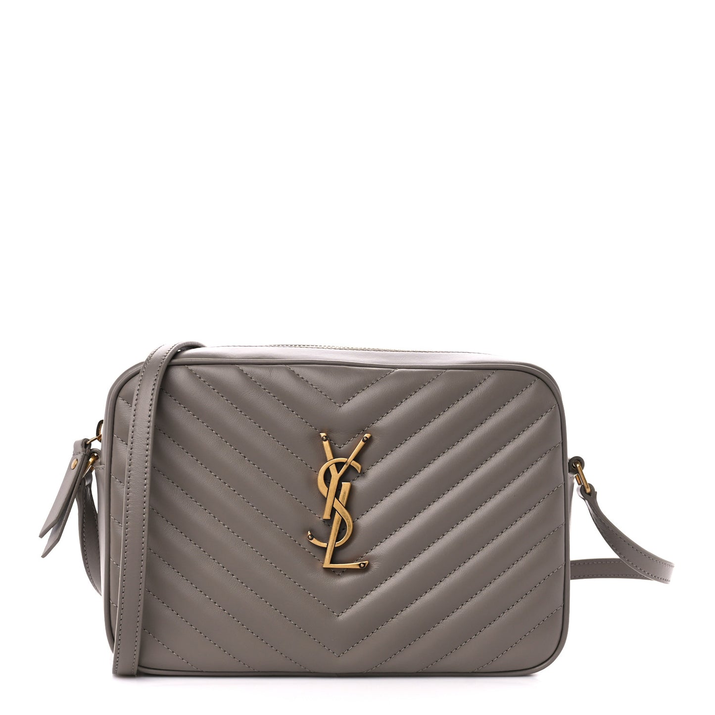 Calfskin Matelasse Monogram Lou Camera Bag Greyish Brown