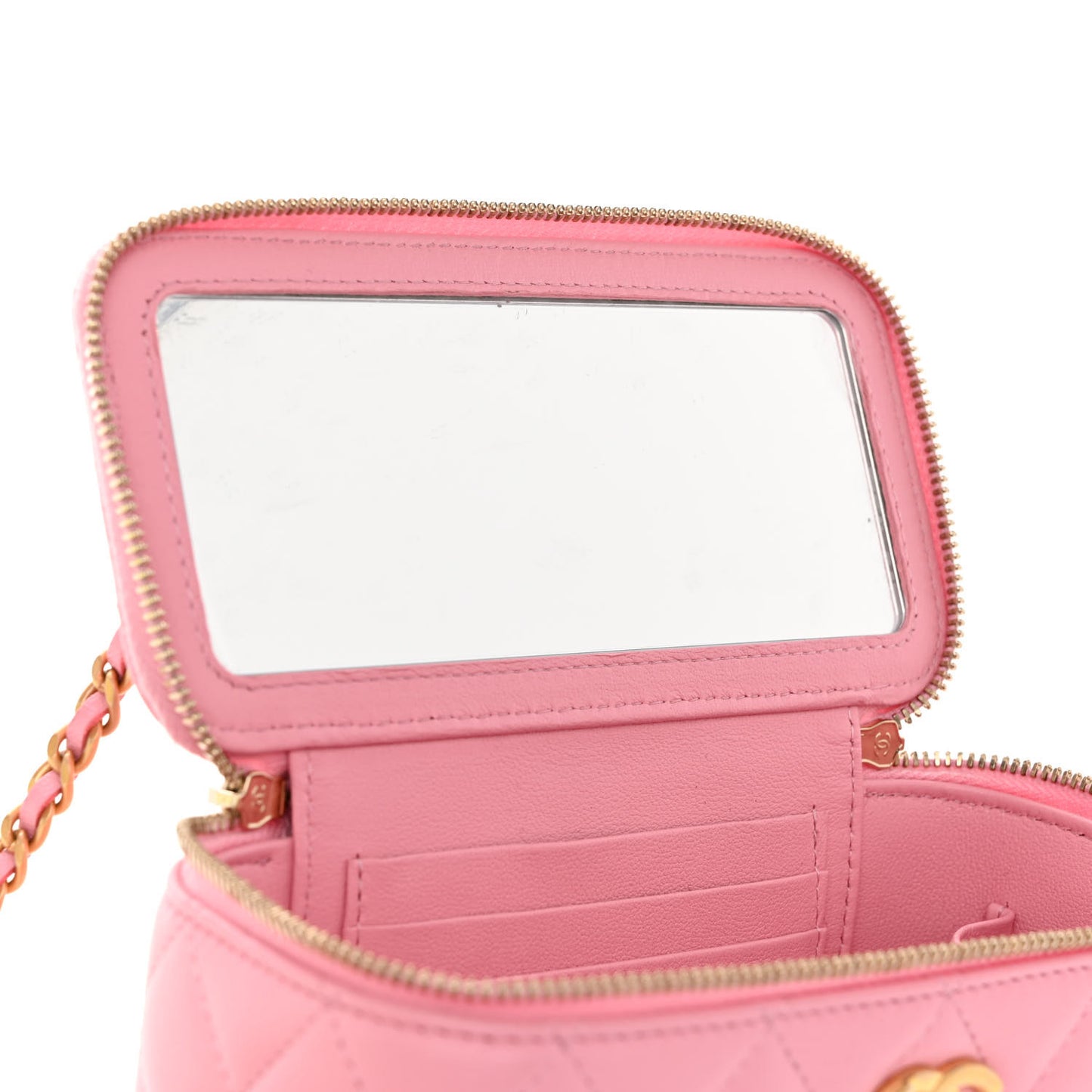Lambskin Quilted Pick Me Up Vanity Case Pink