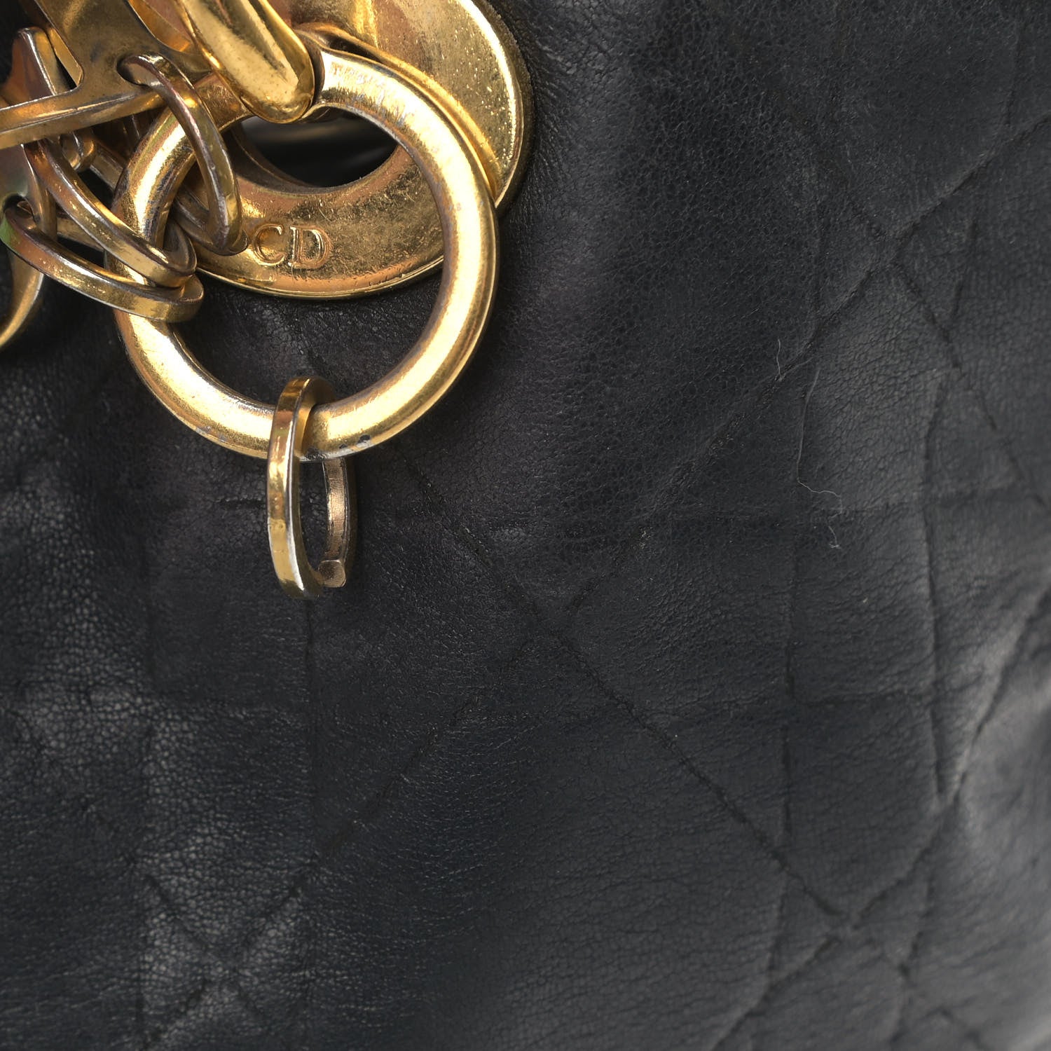 Christian Dior Lambskin Cannage Shopping Tote Black 9 of 9