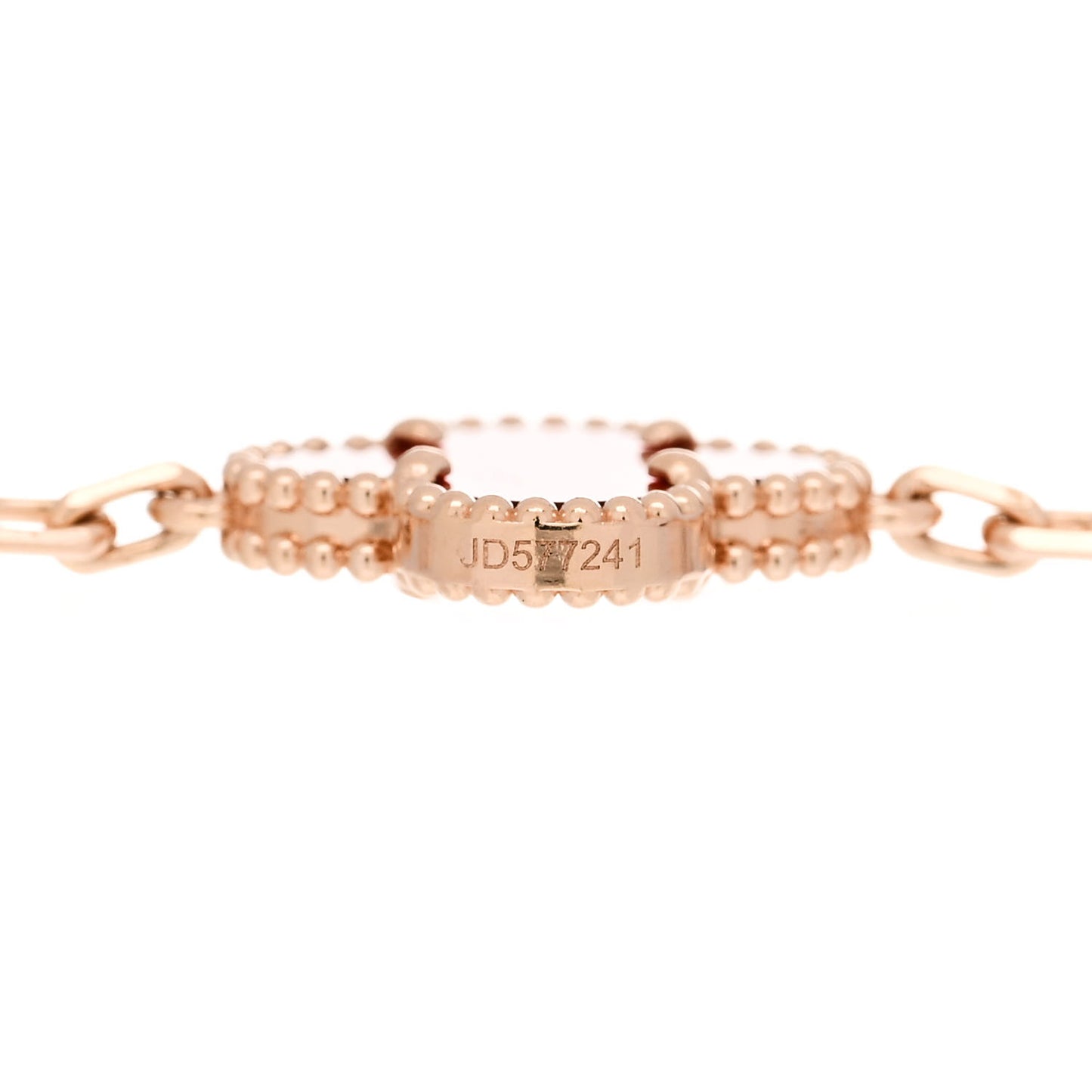 18K Rose Gold Carnelian 5 Motifs Guilloche Vintage Alhambra Bracelet