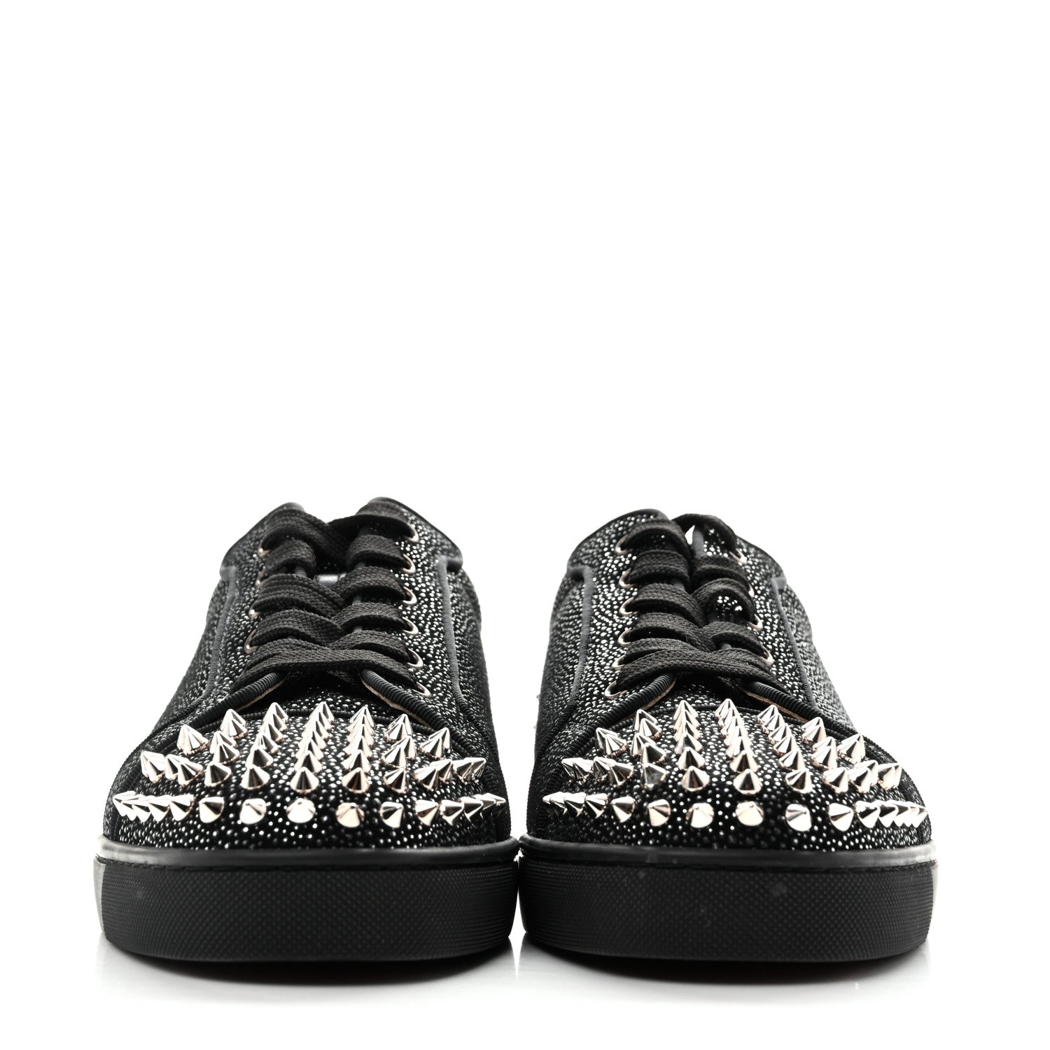 Christian Louboutin Veau Velours Mesh Seavaste 2 Orlato Flat Sneakers 42 Black Silver 3 of 10