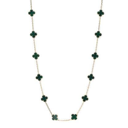 Van Cleef & Arpels 18K Yellow Gold Malachite 20 Motifs Vintage Alhambra Necklace 1 of 7
