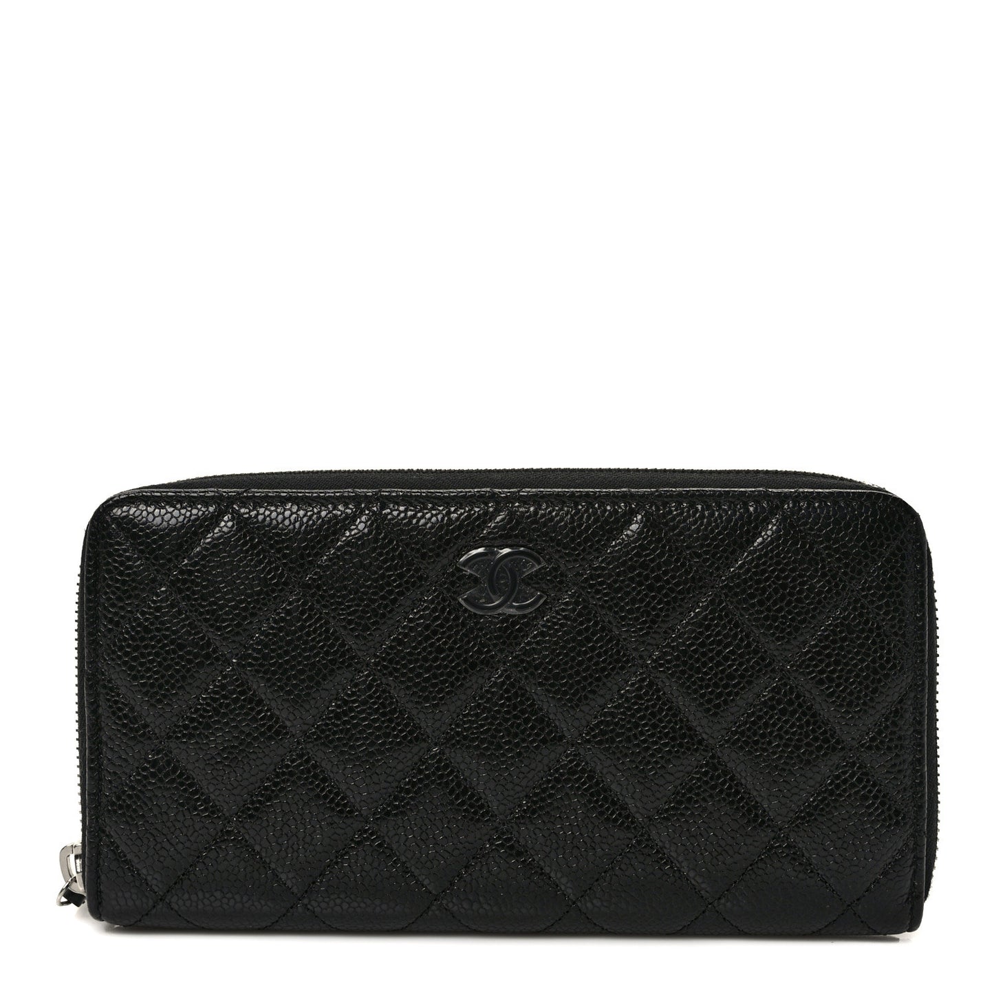 Caviar Quilted Incognito Large Gusset Zip Around Wallet Black