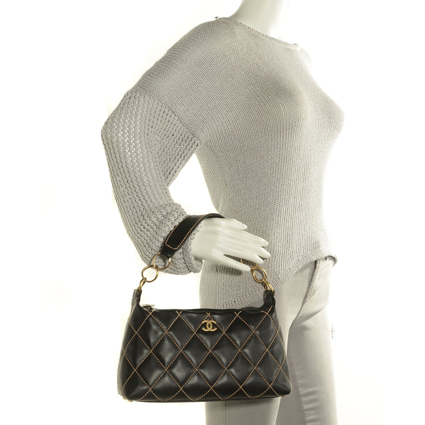Calfskin Wild Stitch Hobo Black