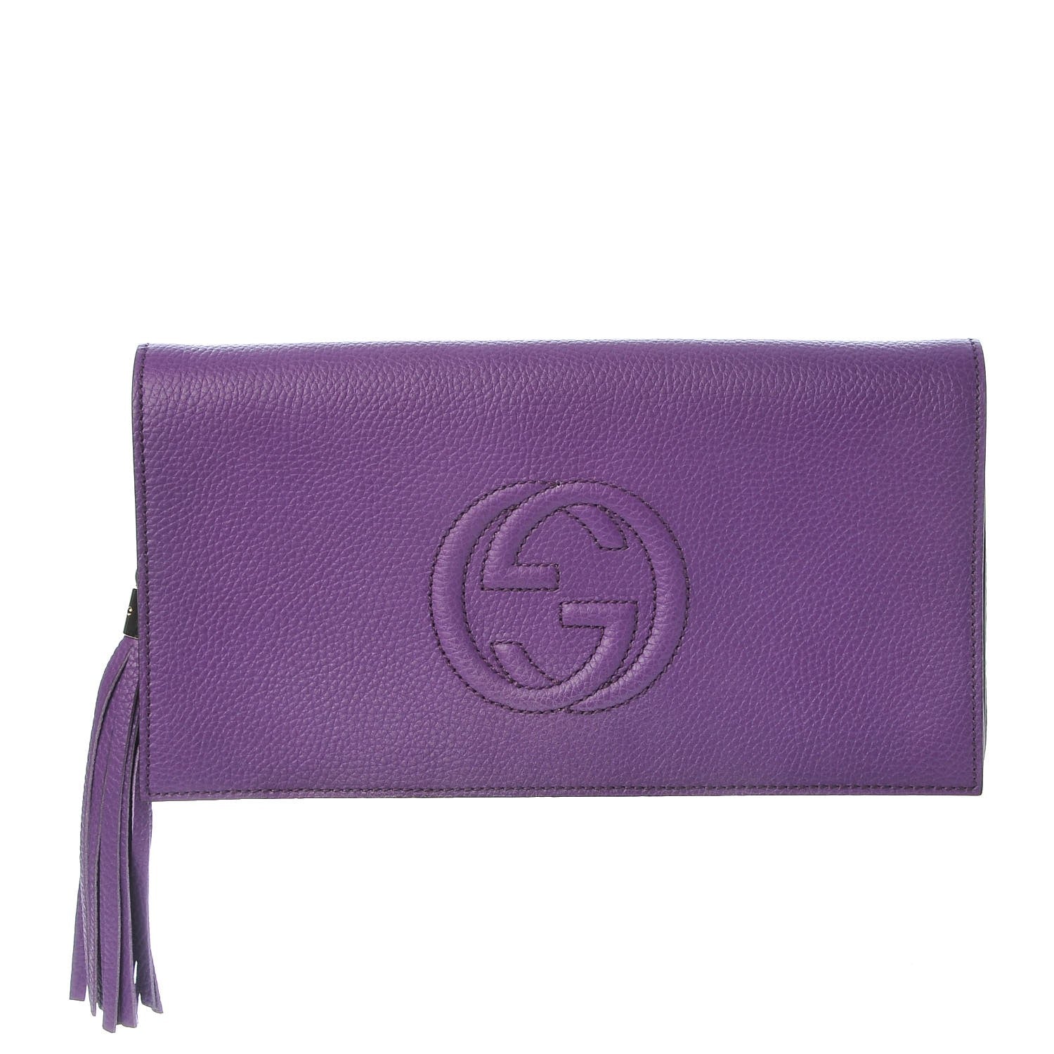 Gucci Pebbled Calfskin Medium Soho Clutch Shine Purple 1 of 7
