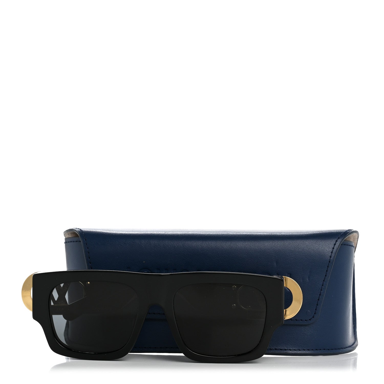 Louis Vuitton Acetate LV Link Square Sunglasses Z1478E Black