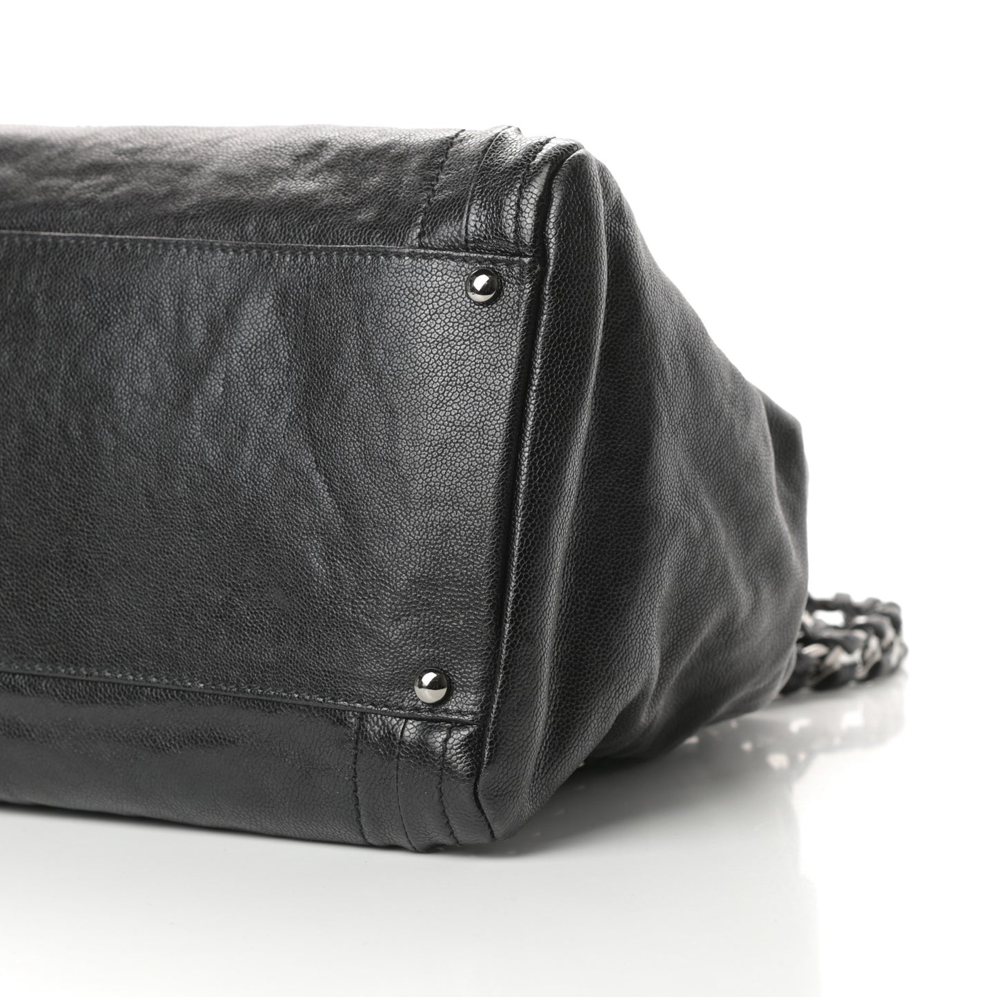 Glazed Caviar East West Modern Chain Tote Black