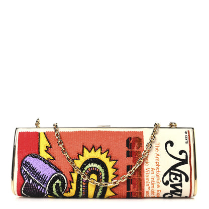 Marc Jacobs Satin Sequin Embroidered The Mag Bag Clutch Orange Multicolor 1 of 9