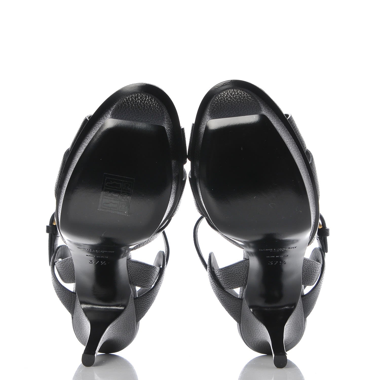 Saint Laurent Calfskin Tribute 75 Platform Sandals 37.5 Black 8 of 9