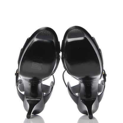 Saint Laurent Calfskin Tribute 75 Platform Sandals 37.5 Black 8 of 9