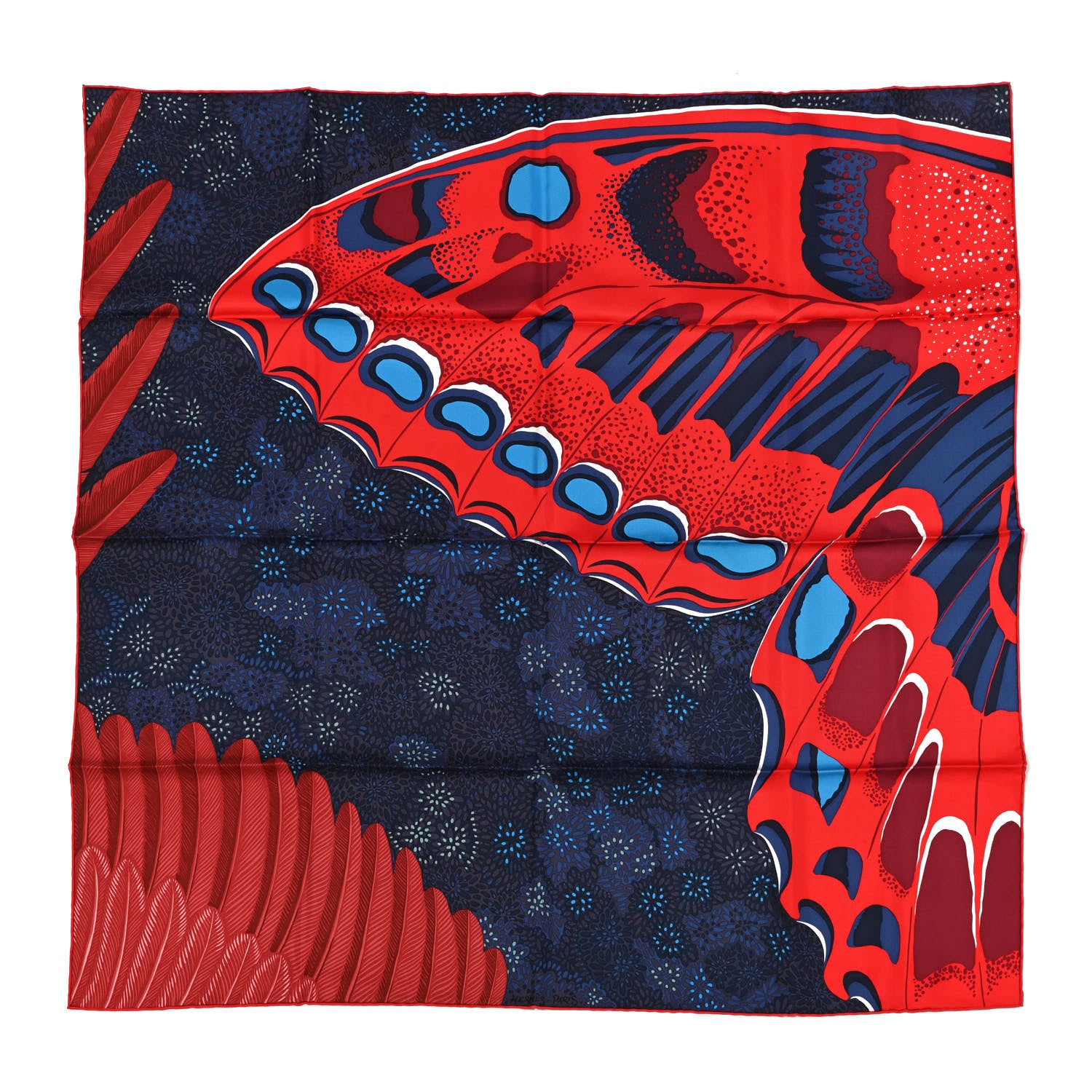 Hermes Silk L'Espirit de la Foret Scarf 90 Rouge Marine Rouge 1 of 6