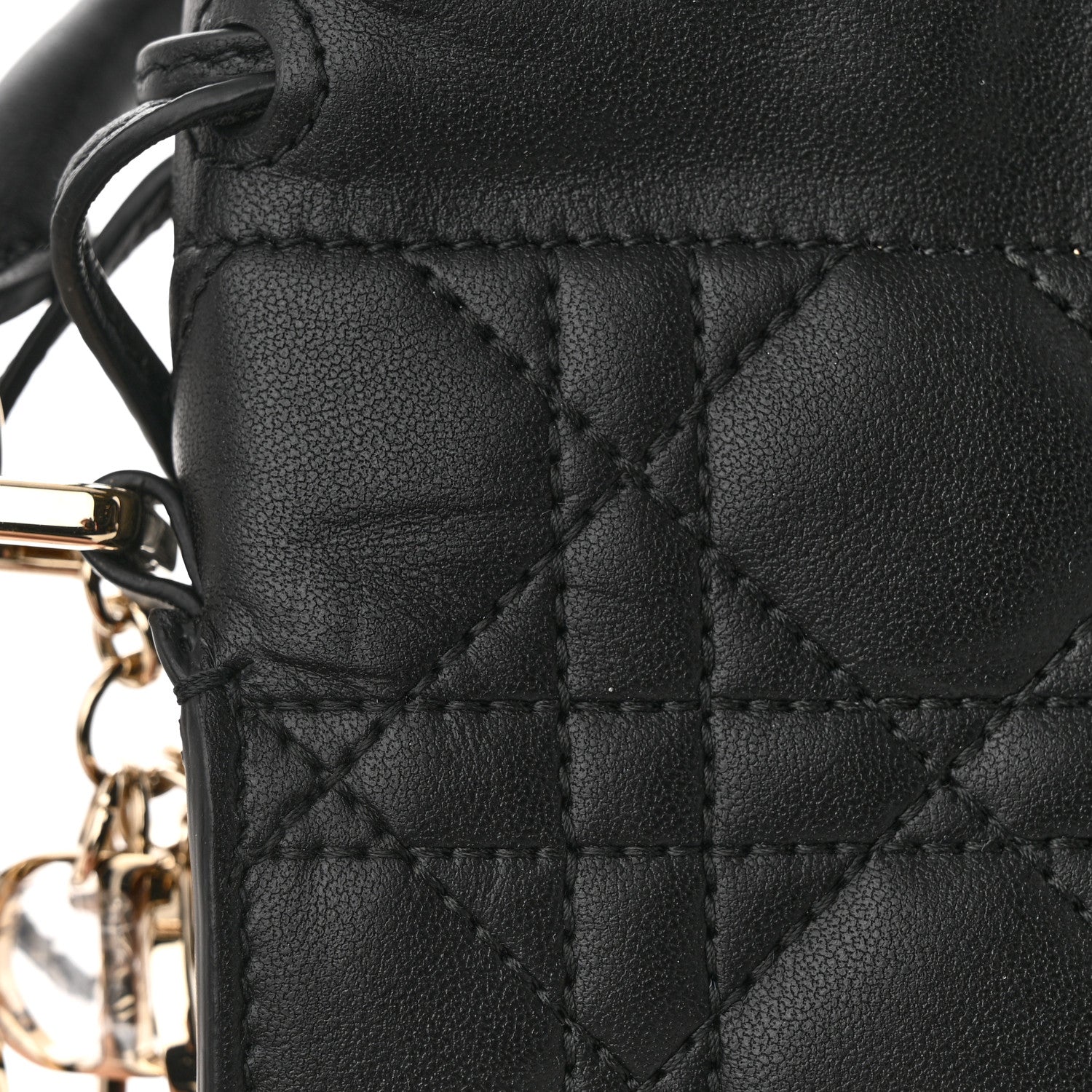 Christian Dior Lambskin Cannage Mini Top Handle Drawstring Bag Black 11 of 12