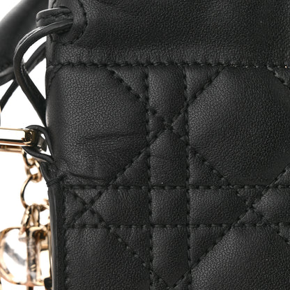 Christian Dior Lambskin Cannage Mini Top Handle Drawstring Bag Black 11 of 12