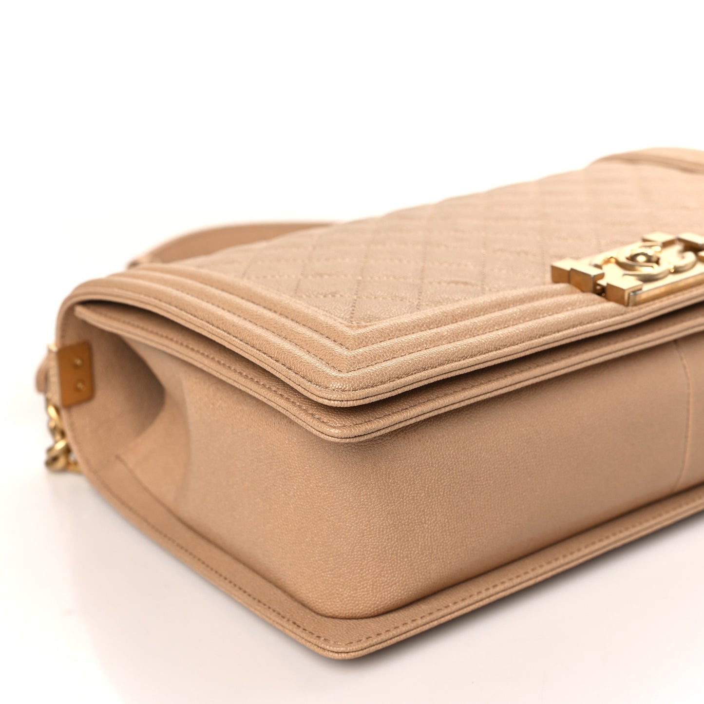 Caviar Quilted New Medium Boy Flap Beige