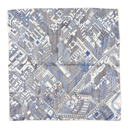Hermes Silk Pantin City Scarf 90 White Black Bleu 1 of 3