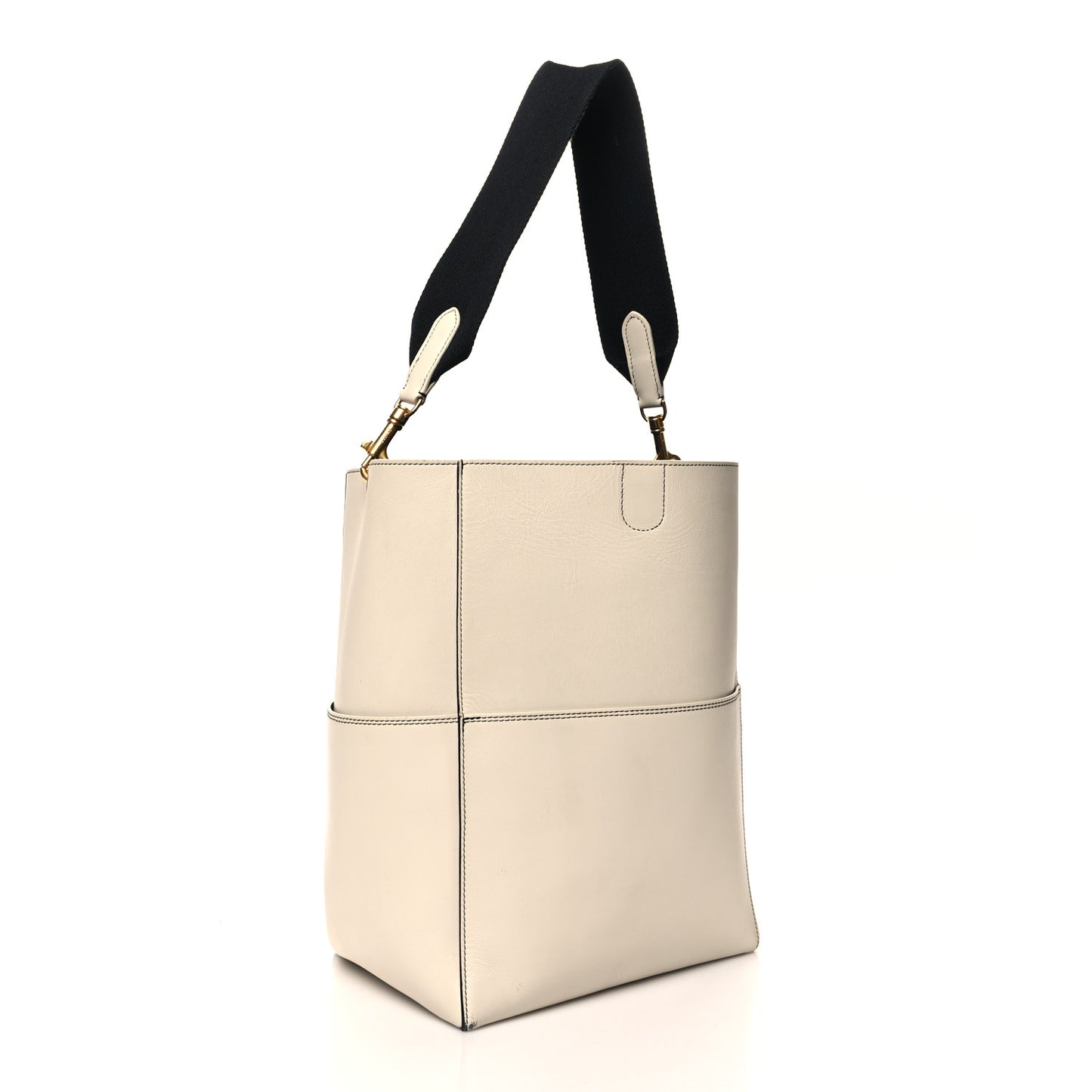 Supersoft Calfskin Sangle Bucket Bag White