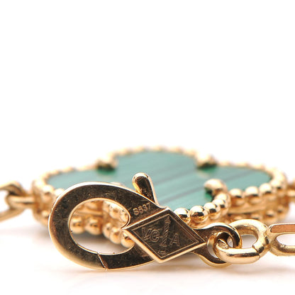 Van Cleef & Arpels 18K Yellow Gold Malachite 5 Motifs Vintage Alhambra Bracelet 4 of 5