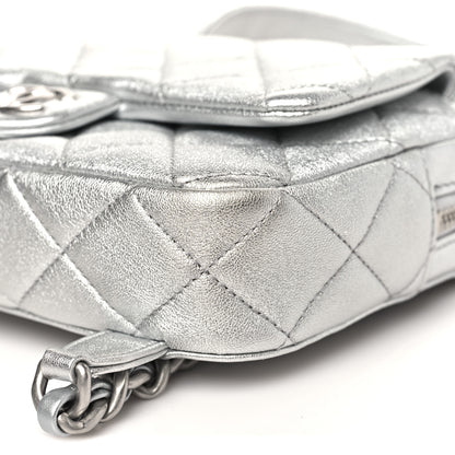 Chanel Metallic Lambskin Quilted Flap Backpack Silver 10 of 10