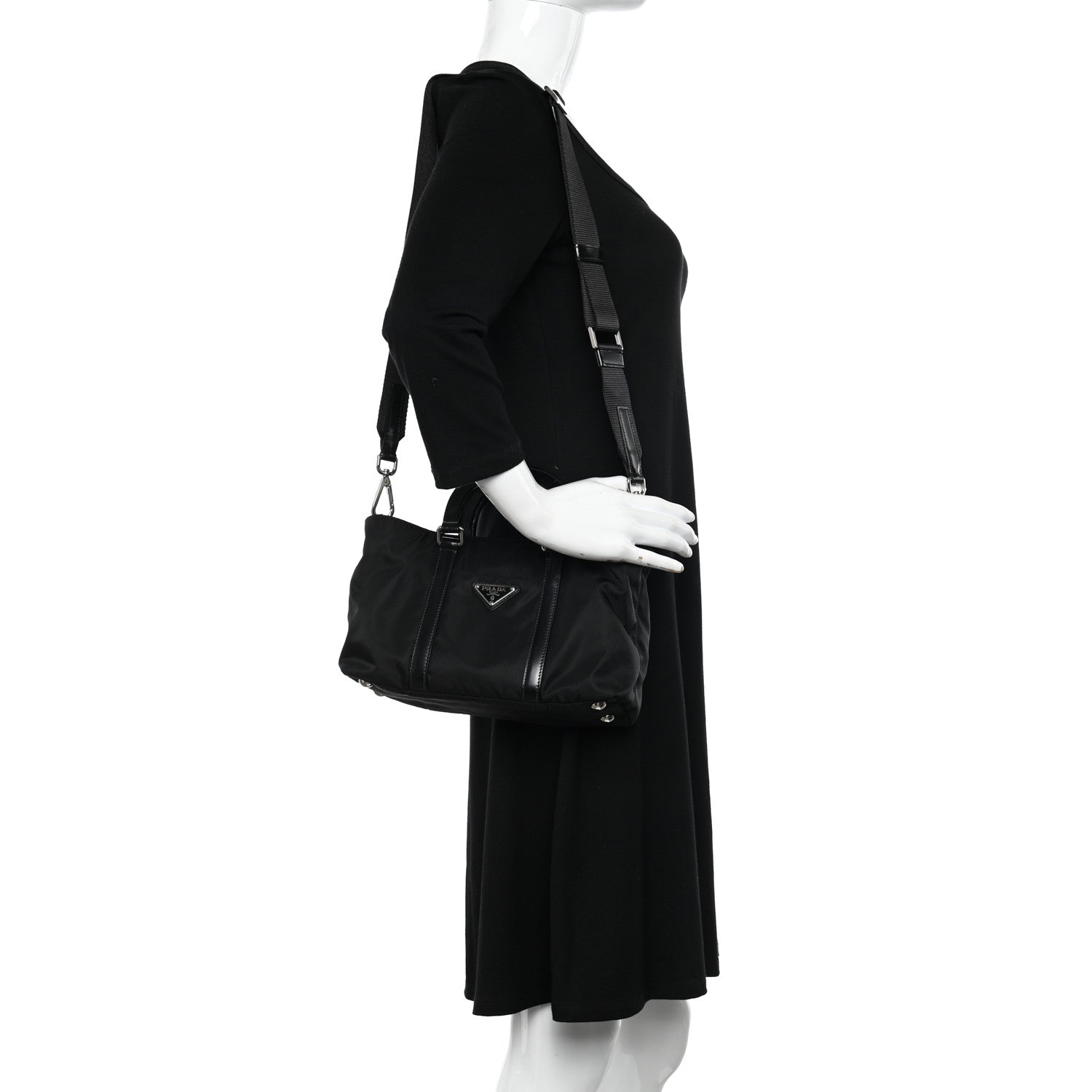 Prada Tessuto Nylon Spazzolato Tote Black 2 of 12