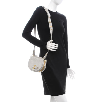 Delvaux Metallic Crispy Calfskin Mini Le Mutin Saddle Bag Antique Silver 2 of 7
