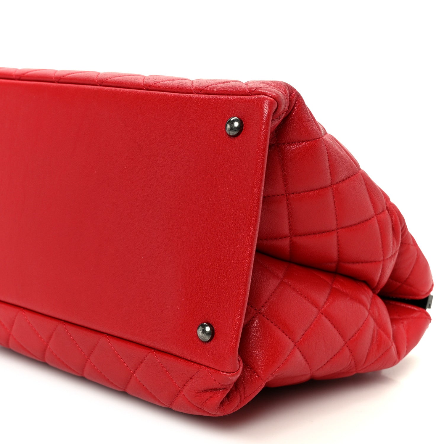 Chanel Shiny Sheepskin Quilted Medium Shopping Tote Red 10 of 10